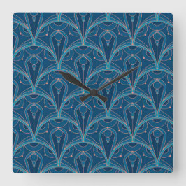 Repeating geometric Art Deco pattern Quadratische Wanduhr