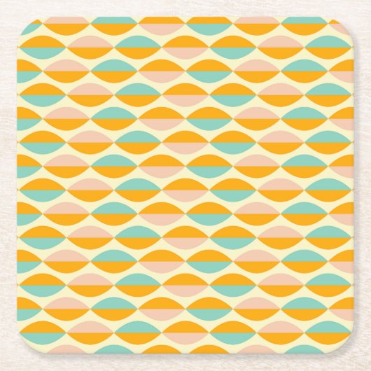 Repeating geometric pattern in beige background rechteckiger pappuntersetzer (Vorderseite)