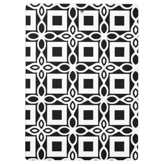 Repeating GEOMETRIC PATTERN in black and white Klemmbrett (Rückseite)