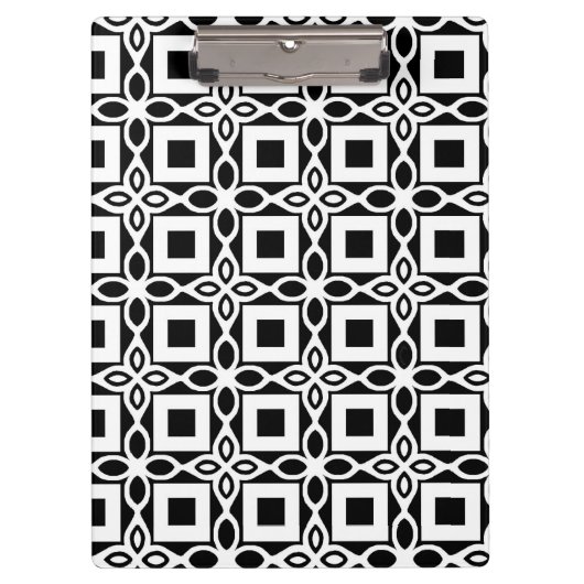 Repeating GEOMETRIC PATTERN in black and white Klemmbrett (Vorderseite)