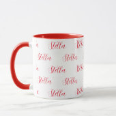 Repeating Name in Red all-over White Tasse (Links)