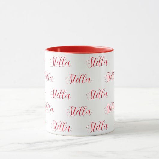 Repeating Name in Red all-over White Tasse (Zentrum)