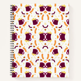 Repeating pattern of cheerful purple mugs notizblock