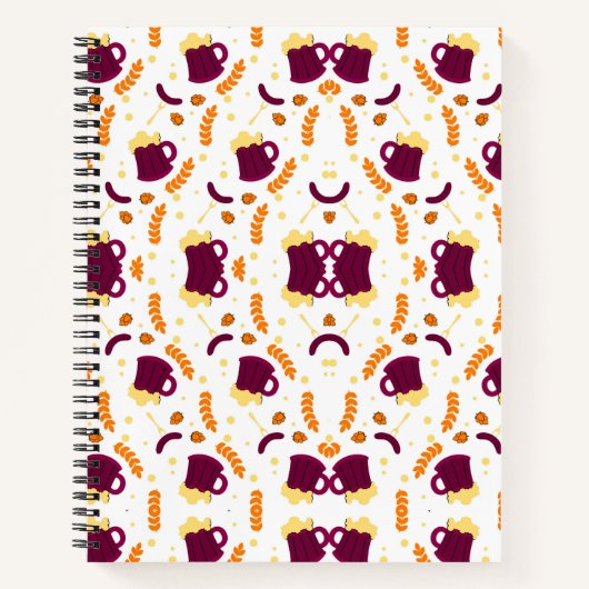 Repeating pattern of cheerful purple mugs notizblock (Vorderseite)
