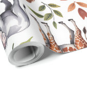 Repeating pattern of lions, giraffes, and elephant geschenkpapier (Rolleneckpunkt)