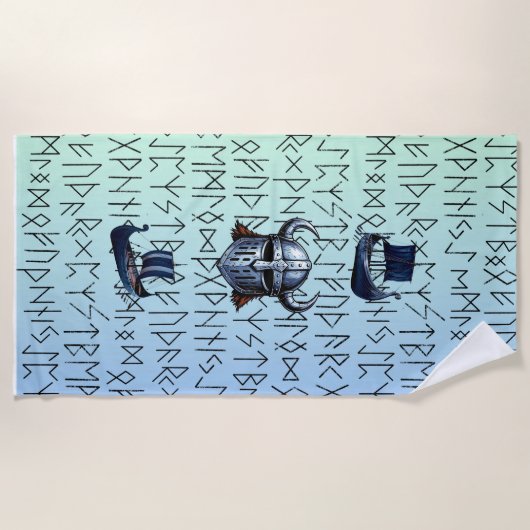 Repeating Viking Ships and Helmet Design over Rune Strandtuch (Vorderseite)