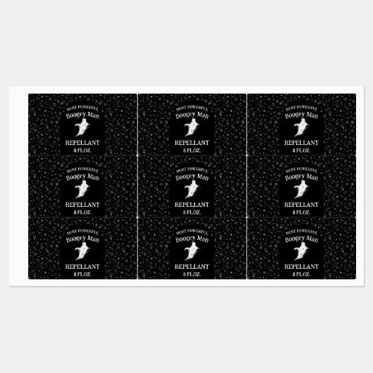 Repellant-Label der beliebtesten Boogey Man Etiketten (Blatt)