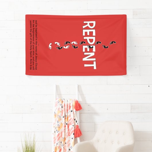 REPENT Footprints Cross Banner (Insitu)