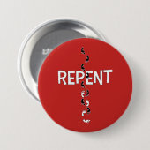 REPENT Footprints Cross Button (Vorne & Hinten)