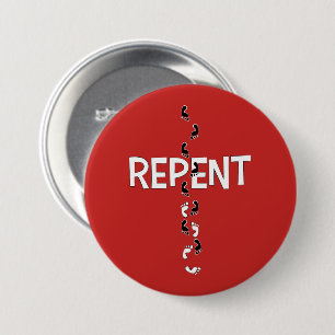 REPENT Footprints Cross Button