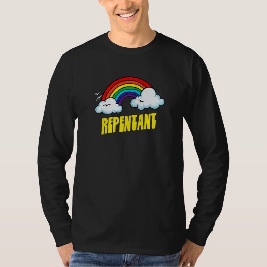 Repentant Cute  Sarcastic Retro Vintage Rainbow T-Shirt (Vorderseite)