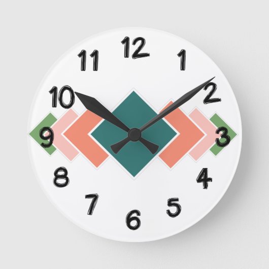 Repetierdiamanten Runde Wanduhr (Vorderseite)