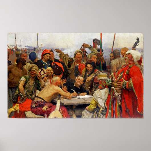 Repin - Zaporozhianer reagieren auf Sultan Mahmud  Poster (Vorne)