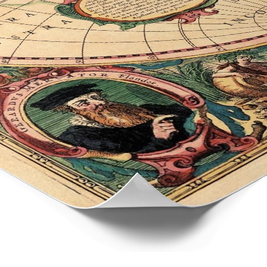 Replica Antike Karte des Weltplakats Poster (Ecke)