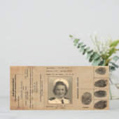 Replica Passport-Identifikation der 40er Jahre Menükarte (Stehend Vorderseite)