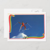 Replica Vintag Frankreich Wintersport, Ski Postkarte (Vorne/Hinten)