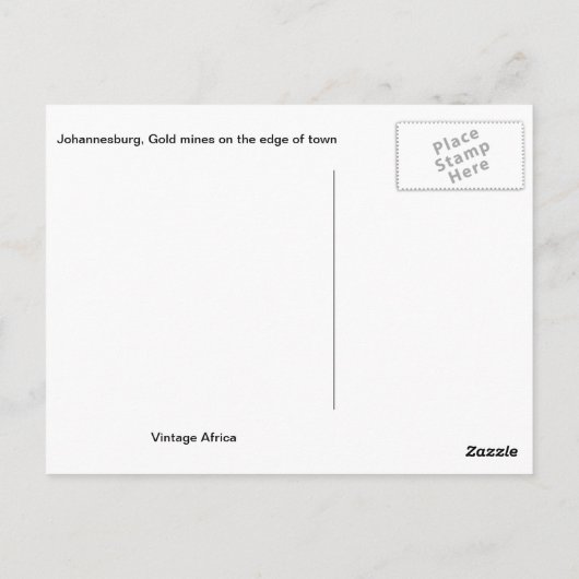 Replica Vintag Johannesburg, Goldminen Postkarte (Rückseite)