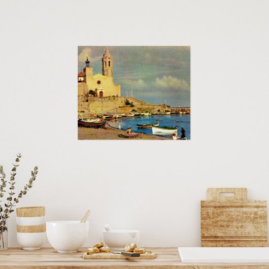 Replica Vintag Spanien, Sitges Ufer Poster (Küche)