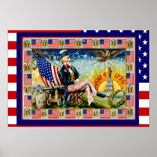 Replica Vintage Image, 4. Juli" Poster (Vorne)