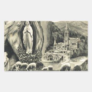 Replica Vintage Image Lourdes, 1895 Pilgerfahrt Rechteckiger Aufkleber