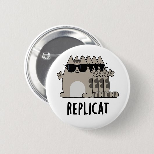 Replicat Funny replizierte Cat Puff Button (Vorne & Hinten)
