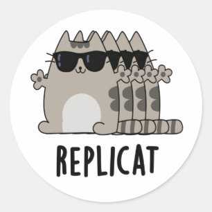 Replicat Funny replizierte Cat Puff Runder Aufkleber