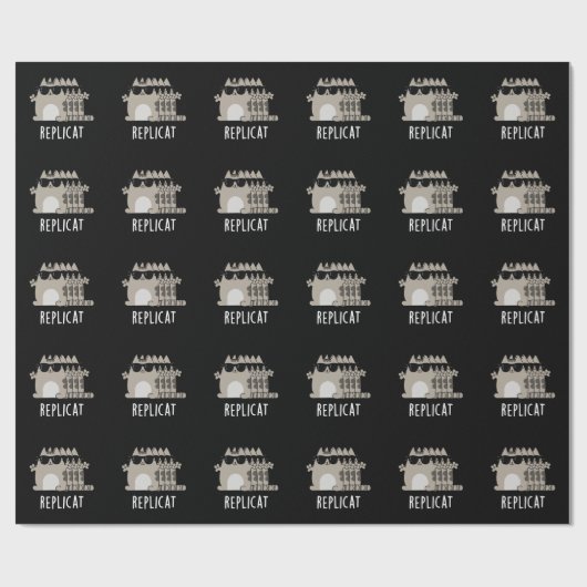 Replicat Funny replizierte Cat Pun Dark BG Geschenkpapier (Flach)