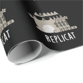 Replicat Funny replizierte Cat Pun Dark BG Geschenkpapier (Rolleneckpunkt)