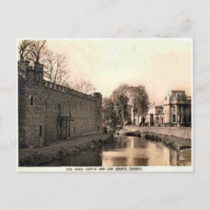 Replik altertümliches Bild, Cardiff, Schloss, Burg Postkarte