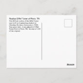 Replik Eiffelturm von Paris, Tennessee Postkarte (Rückseite)