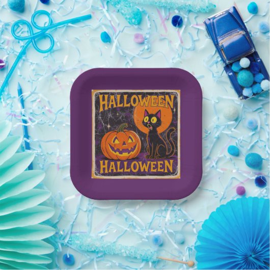 Replik "Scaredy Cat" Circa 1950er Pappteller (Party)