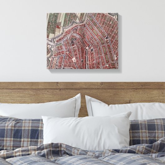 Replik Stadtplan von Amsterdam 1652 Leinwanddruck (Insitu (Schlafzimmer))