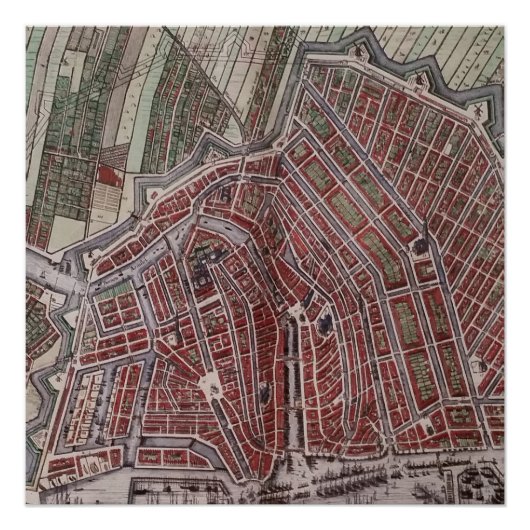 Replik Stadtplan von Amsterdam 1652 Poster (Vorderseite)