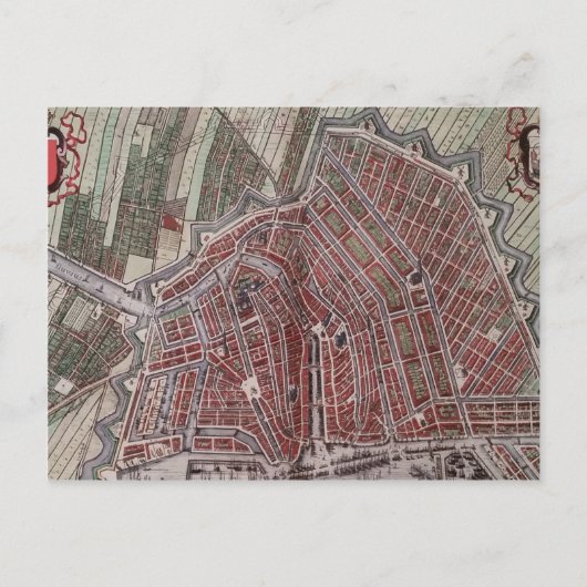 Replik Stadtplan von Amsterdam 1652 Postkarte (Vorderseite)