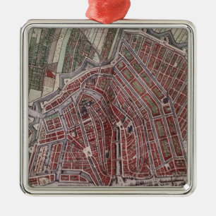 Replik Stadtplan von Amsterdam 1652 Silbernes Ornament
