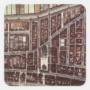 Replik Stadtplan von Delft 1649 Quadratischer Aufkleber