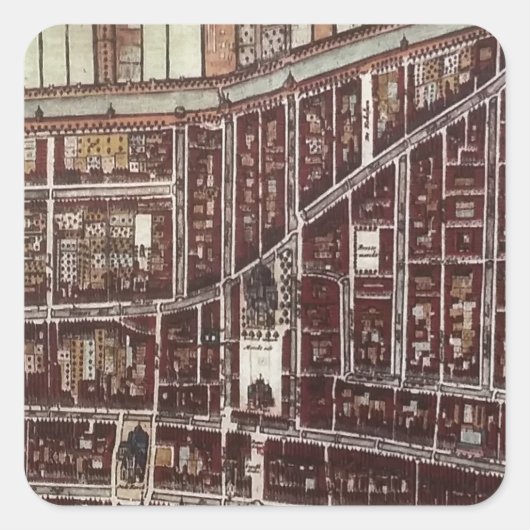 Replik Stadtplan von Delft 1649 Quadratischer Aufkleber (Vorderseite)