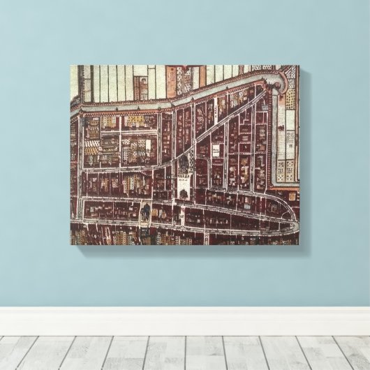 Replik Stadtplan von Delft aus dem Jahr 1649 Leinwanddruck (Insitu (Holzboden))