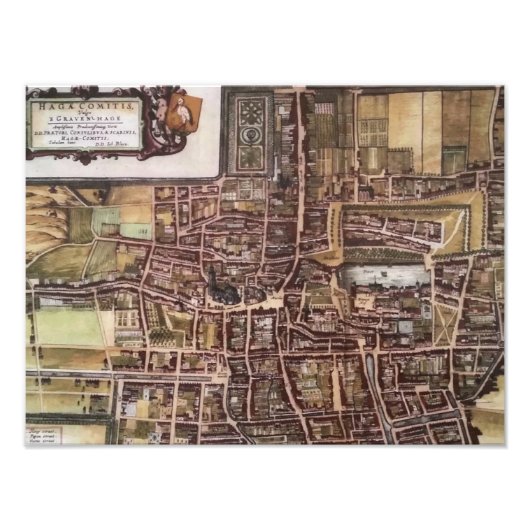 Replik Stadtplan von Den Haag 1649 Fotodruck (Vorne)