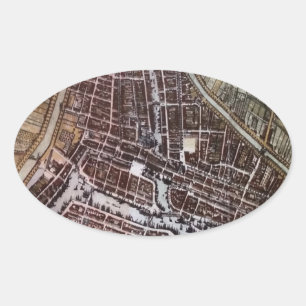 Replik Stadtplan von Rotterdam 1652 Ovaler Aufkleber