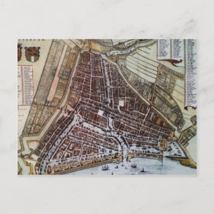 Replik Stadtplan von Rotterdam 1652 Postkarte