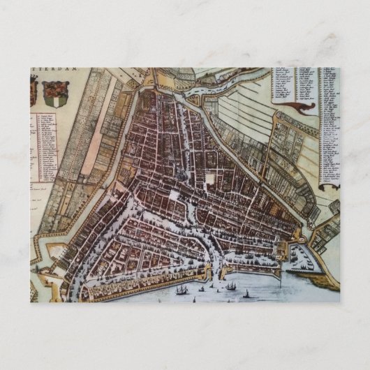 Replik Stadtplan von Rotterdam 1652 Postkarte (Vorderseite)