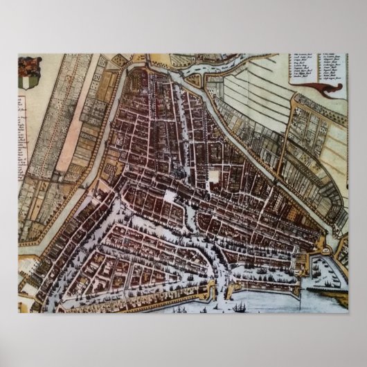 Replik Stadtplan von Rotterdam aus dem Jahr 1652 Poster (Vorne)