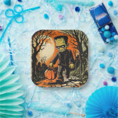 Replik "Trick or Treat Frankie" Circa 1950er Pappteller (Party)