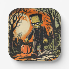 Replik "Trick or Treat Frankie" Circa 1950er Pappteller