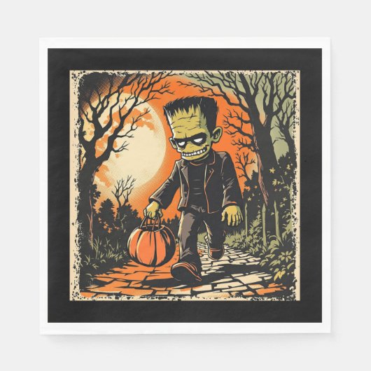 Replik "Trick or Treat Frankie" Circa 1950er Serviette (Vorderseite)