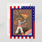 Replik Vintag 4. Juli,Blume Feuerwehr Postkarte (Vorne/Hinten)