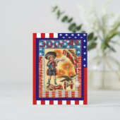 Replik Vintag 4. Juli, Junge und Spielzeugkanone Postkarte (Stehend Vorderseite)