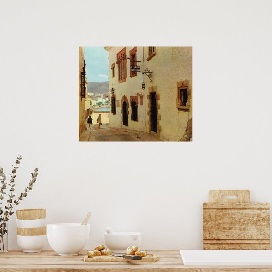 Replik Vintag Spanien, Sitges Altstadt Poster (Küche)