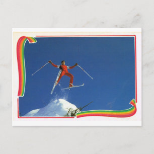 Replik Vintage Frankreich Wintersport, Skifahren Postkarte